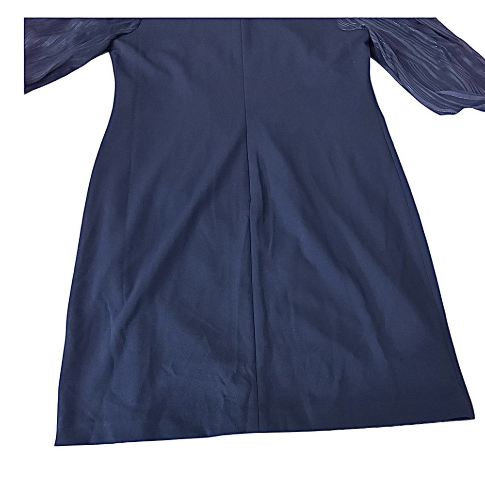 DKNY Navy Sheath Dress Size 10 NWT Puff Sleeve Pleated Elegant Career - Picture 8 of 11